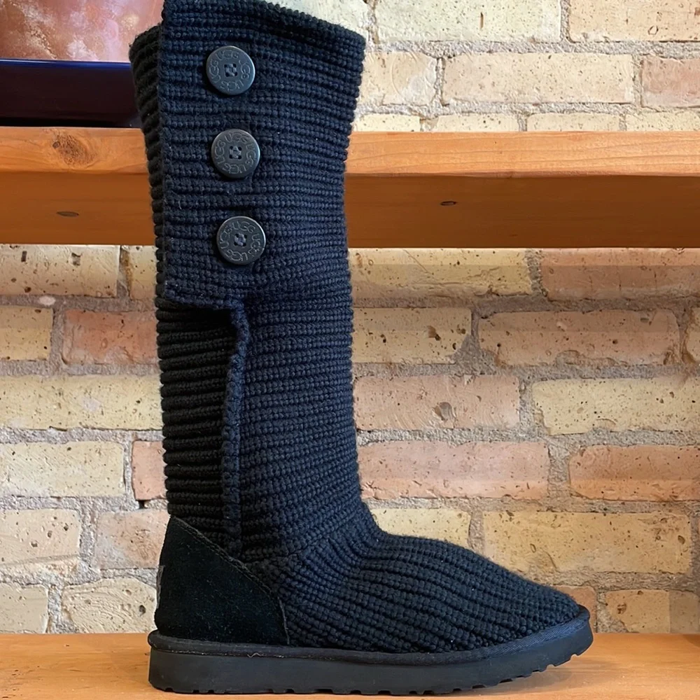 UGG Black Knit Winter Boots - Picture 3 of 8